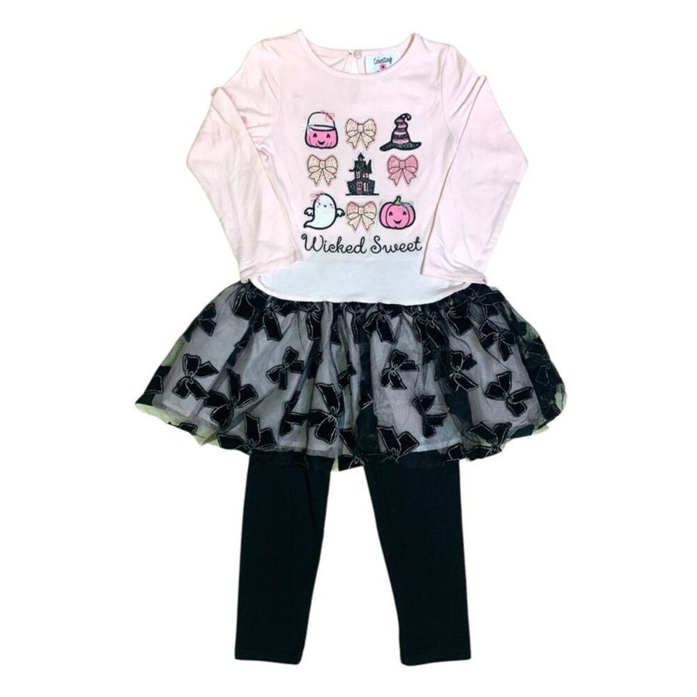 Counting Daisies Girl's 2-Piece Haloween Tutu and Legging Set - Wicked Sweet